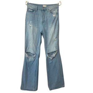 Altar'd State Vervet size 28x32 wide leg distressed medium light wash denim jean